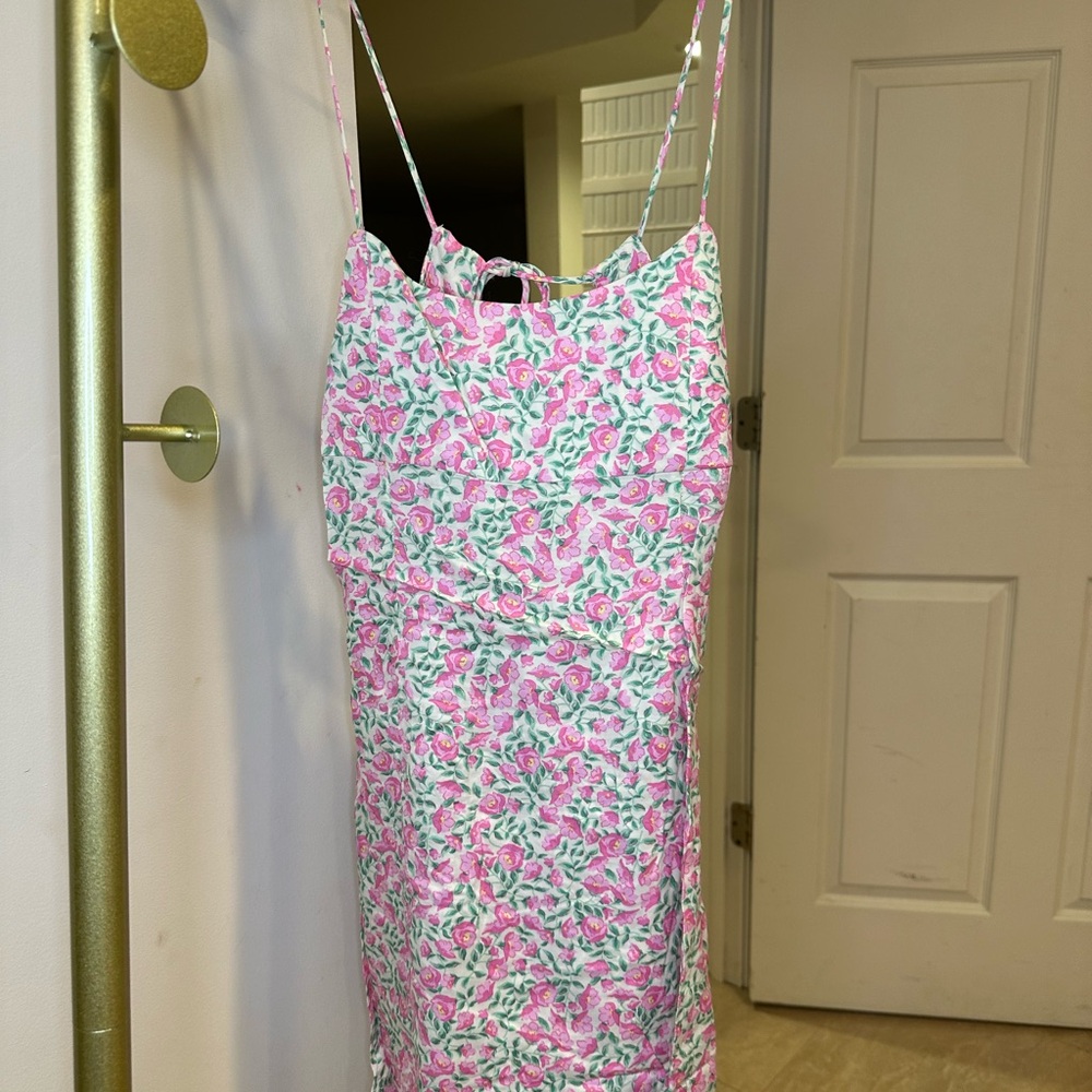 Zara Mini Floral Pink and Green Dress